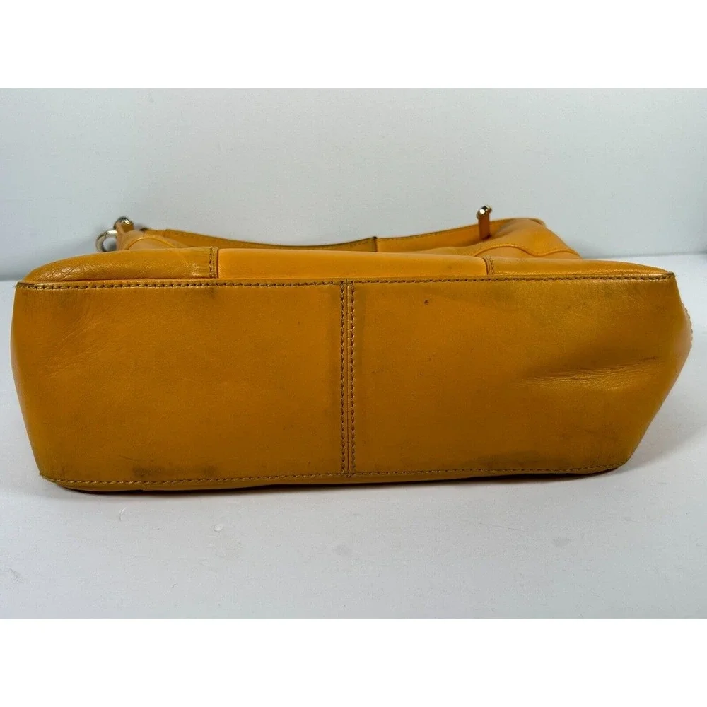 Vintage Kate‎ Spade Yellow Leather Flap Front Hobo Shoulder Handbag Size Small